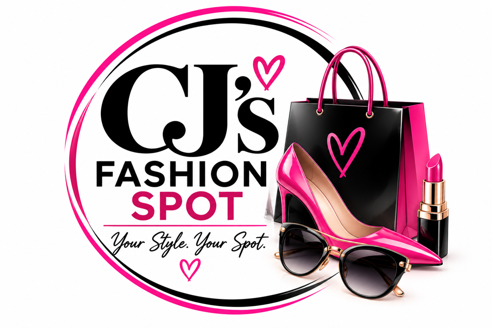 CJ’s Fashion Spot logo with handbag, sunglasses, shoe and lipstick